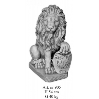 Asiatischer Löwe mit Wappen rechts mittelgroß
