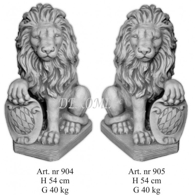 Asiatischer Löwe mit Wappen rechts mittelgroß
