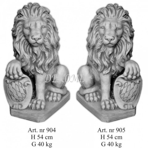 Asiatischer Löwe mit Wappen rechts mittelgroß