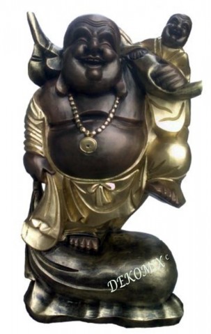 Glückliche Buddha mit kleinem Buddha auf dem Arm