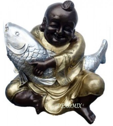 Glücksbuddha mit Fisch klein