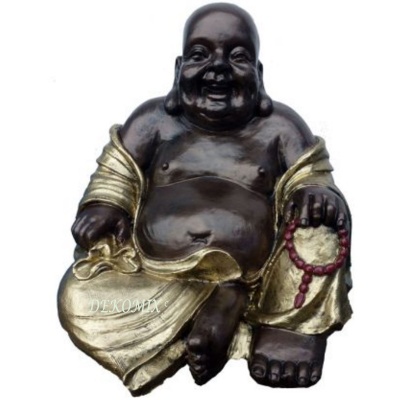 Glücksbuddha sitzend mit Gebetskette groß