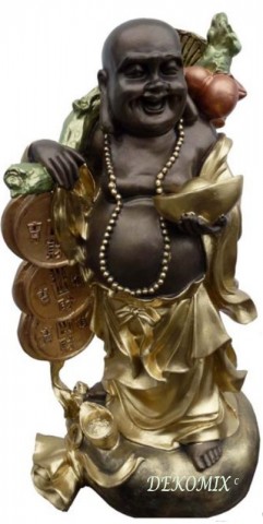 Glücksbuddha mit Stock und Schale