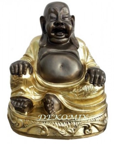 Glücksbuddha sitzend auf Podest klein