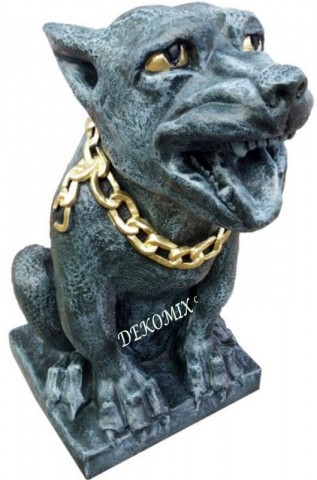 Gargoyle-Hund mit Kette - bettelnd