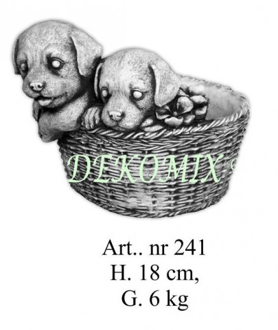 Hunde im Korb als Blumentopf