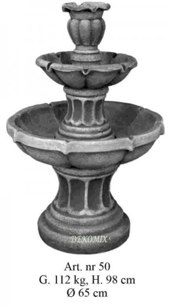 Springbrunnen 2 Teller mit Blumenvase als Wasserspeier