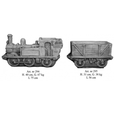 Lokomotive mit Waggon als Blumenvasen Komplet