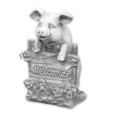 Schwein am Zaun "Welcome"