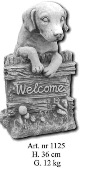 Hund am Zaun "Welcome"