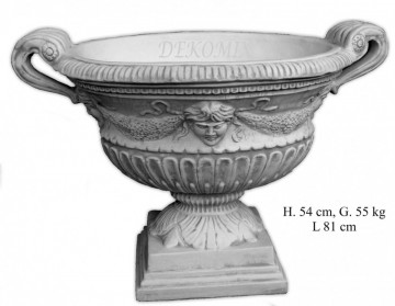 Blumenvase mit Henkel und Köpfe 