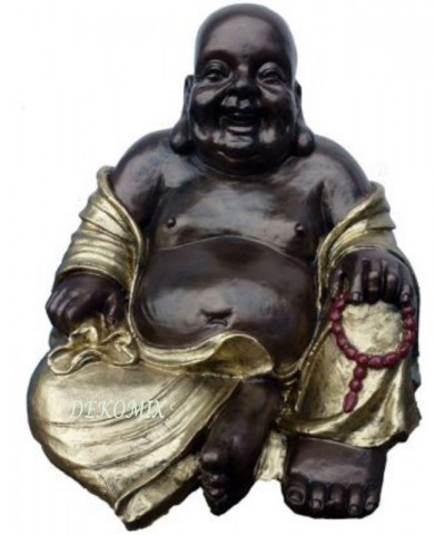 Glücksbuddha sitzend mit Gebetskette groß