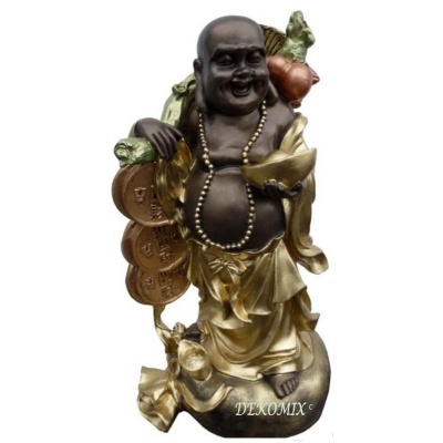 Glücksbuddha mit Stock und Schale