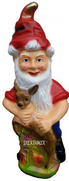 Gartenzwerg mit Reh "Würger" Zwerg Garten Dekoration Figur Kunstharz