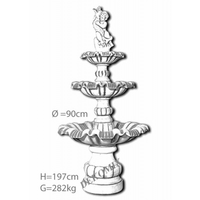 3 Teller Springbrunnen Junge mit Fisch 