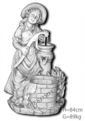 Brunnen Mädchen an Pumpe 