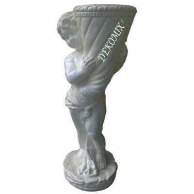Engel mit Horn als Blumentopf