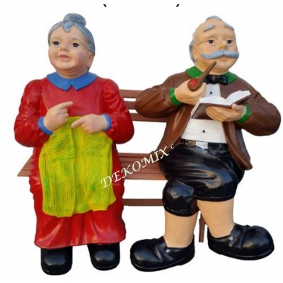 Oma und Opa auf der Bank groß XXL