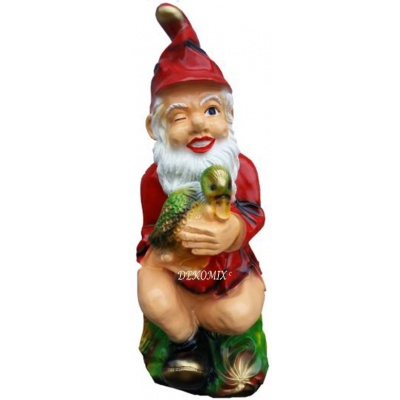 Gartenzwerg mit Ente Zwerg Garten Dekoration Figur Kunstharz