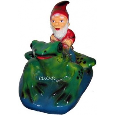 Gartenzwerg auf dem Frosch "rasend"  Zwerg Garten Dekoration Figur Kunstharz