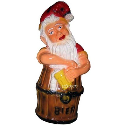Gartenzwerg im Faß mit Bierkrug Zwerg Garten Dekoration Figur Kunstharz