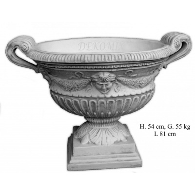 Blumenvase mit Henkel und Köpfe 